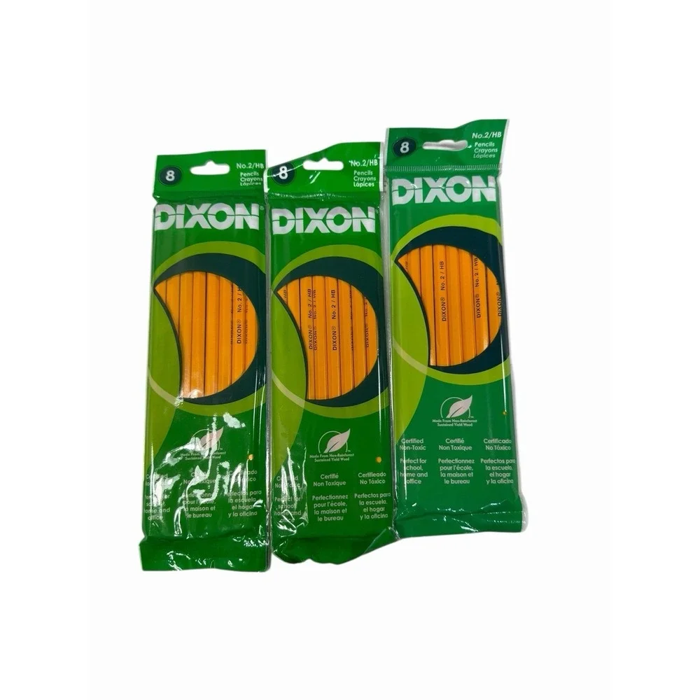 3 packs DIXON‎ #2 pencils 8 count packs real wood latex free eraser 24 total